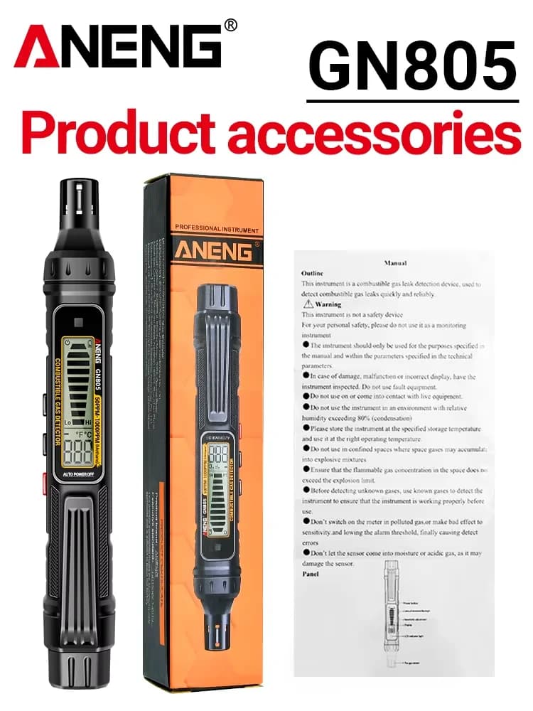 Détecteur de fuite de gaz portable ANENG GN805, sensibilité réglable, alarme sonore et lumineuse, dé