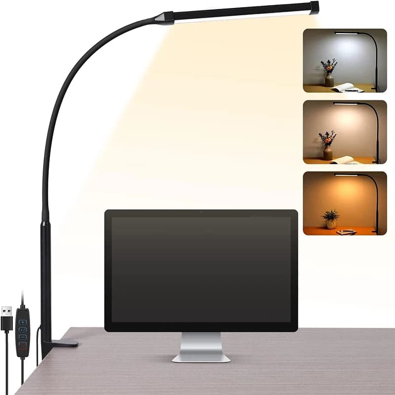 Lampe de bureau LED puissante, lampes à double tête avec clip, lumière d'architecte éclairée avec 3 