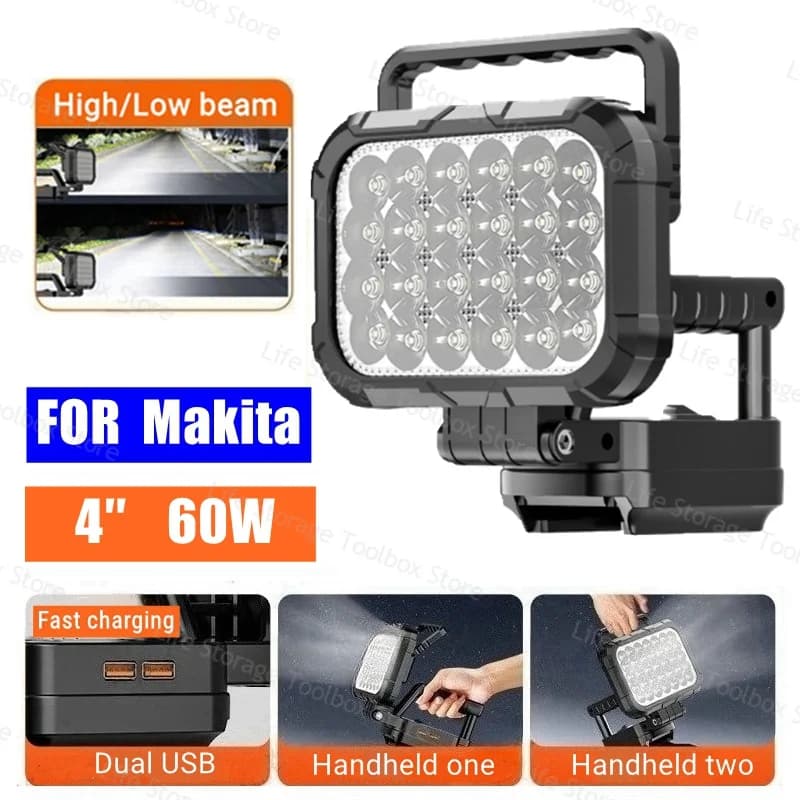 Lampe de travail LED pour Makita, accessoire de batterie Li-ion 18V, outil électrique, torche, lante