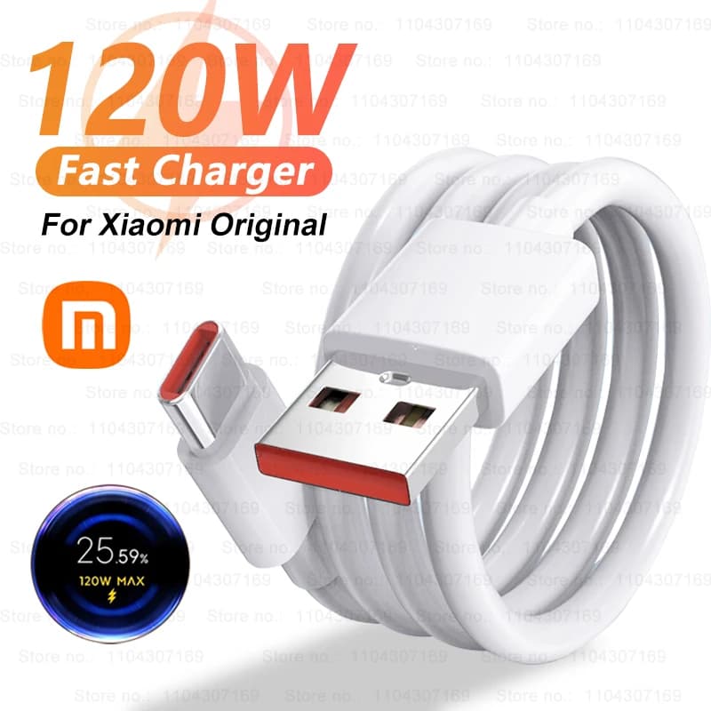 Câble de charge rapide USB Turbo d'origine 120W pour Xiaomi mi 17 15 14 13 12 11 6A 67W câble de Typ