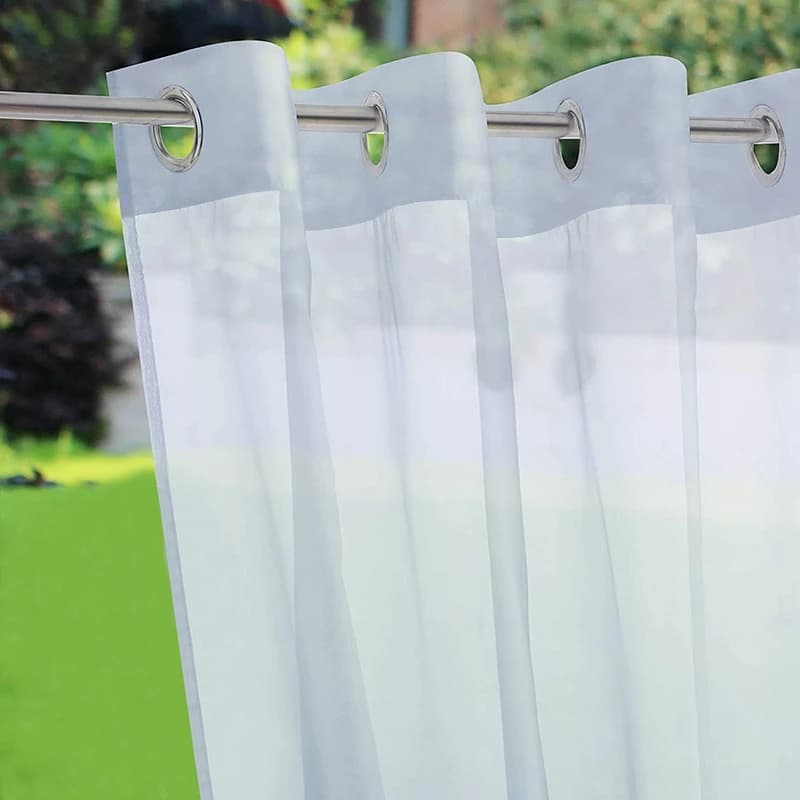 Rideaux d'extérieur imperméables en voile transparent pour patio, gazebo, pergola, panneaux de ridea