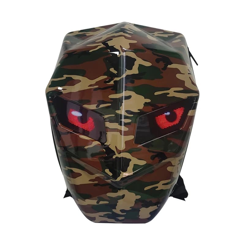 Sac à dos de moto avec yeux LED pour hommes, coque rigide en fibre de carbone, sac de casque de chev