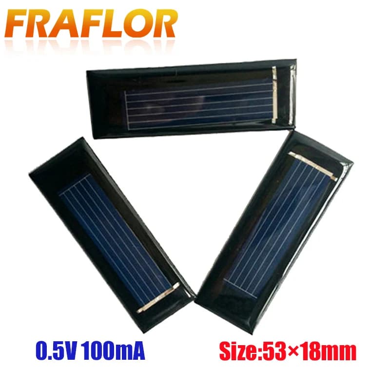 Fraflor – Mini panneau solaire 0.5V 100mA, 10 pièces, nouveau, 53x18x2.5mm, cellules solaires, panne