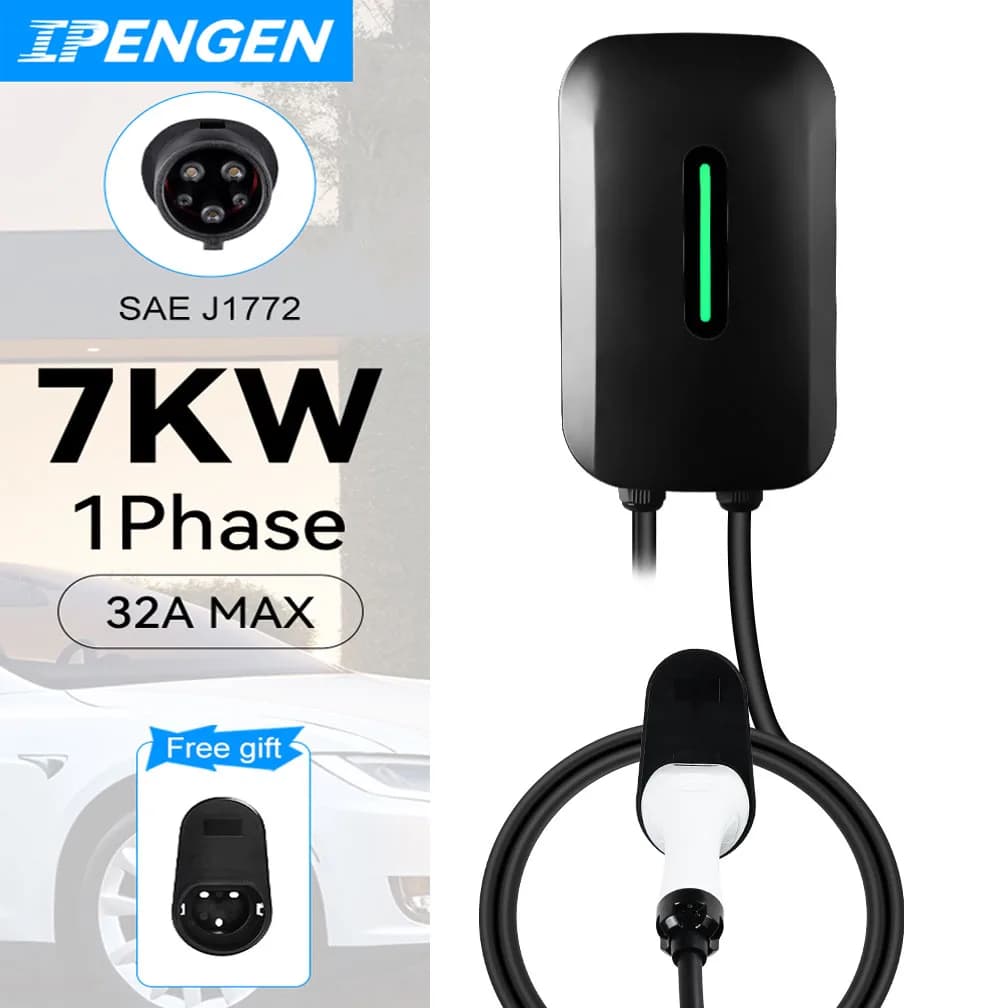 Station de recharge murale IPENGEN 32A EV Wallbox Type1 EVSE 7KW 1 phase SAE j1772 pour véhicule éle
