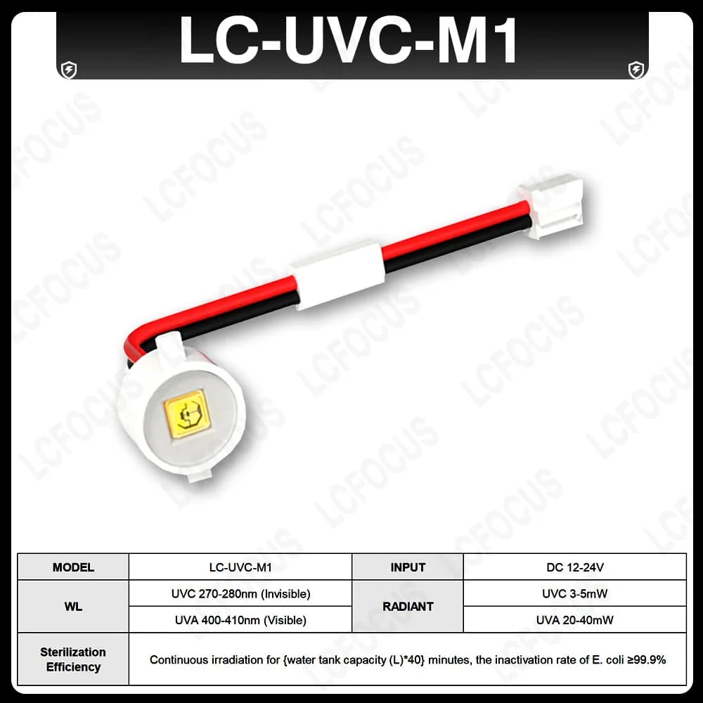 Lampe UV LED étanche UVC 270nm 280nm DC 12V 24V UV profond pour la désinfection de l'air de l'eau pu
