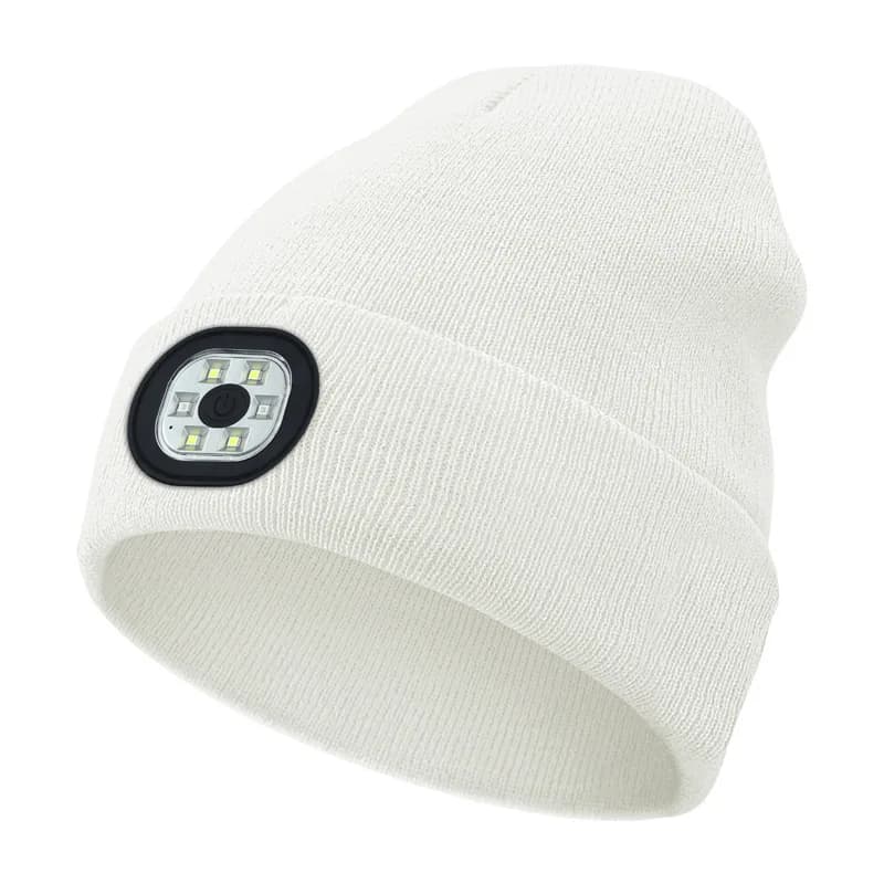 Bonnet unisexe avec lumière LED, chapeau chaud, lampe de sauna aste par USB, chapeau de nuit, lampe 
