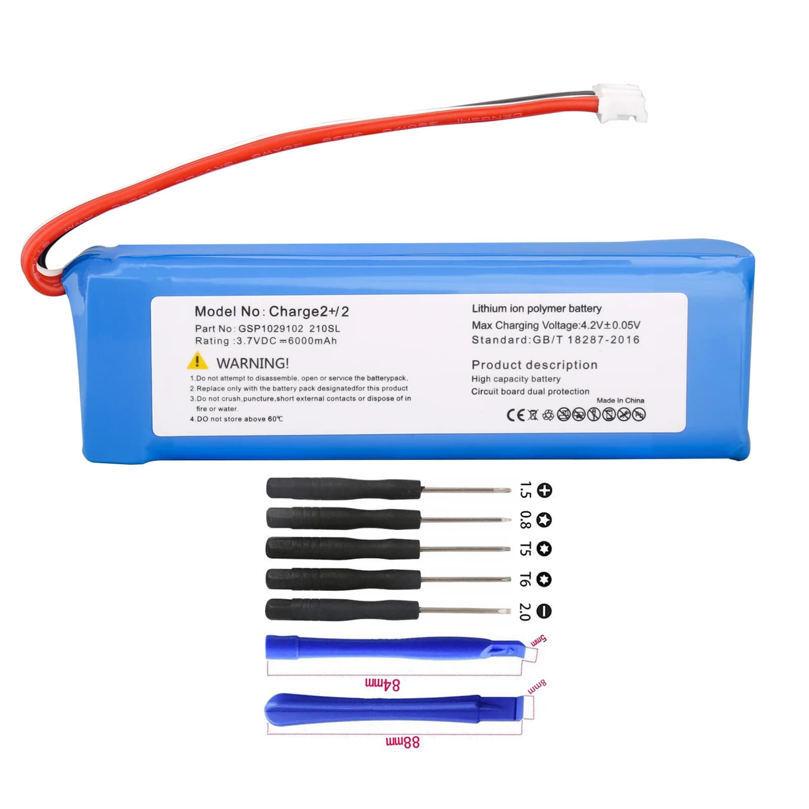 Batterie 3,7 V 6000 mAh pour JBL Charge 2+ Charge 2 Plus GSP 1029102   MLP 912995 Haut-parleur Bluet