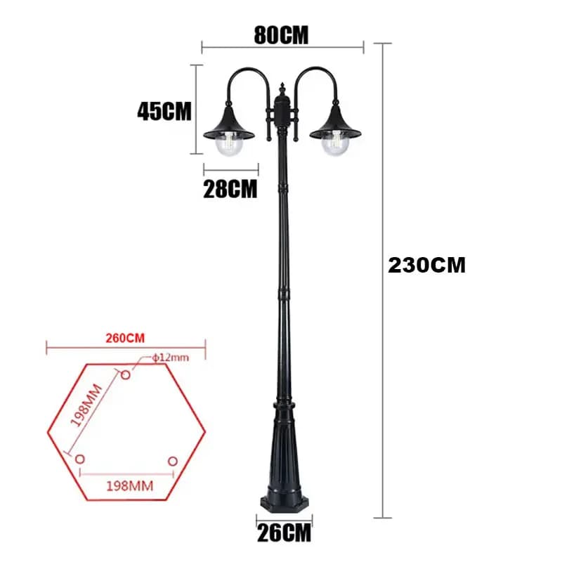 (H≈2.3M) lampe de jardin de Style européen lampadaire lampe extérieure étanche ménage Double tête ha
