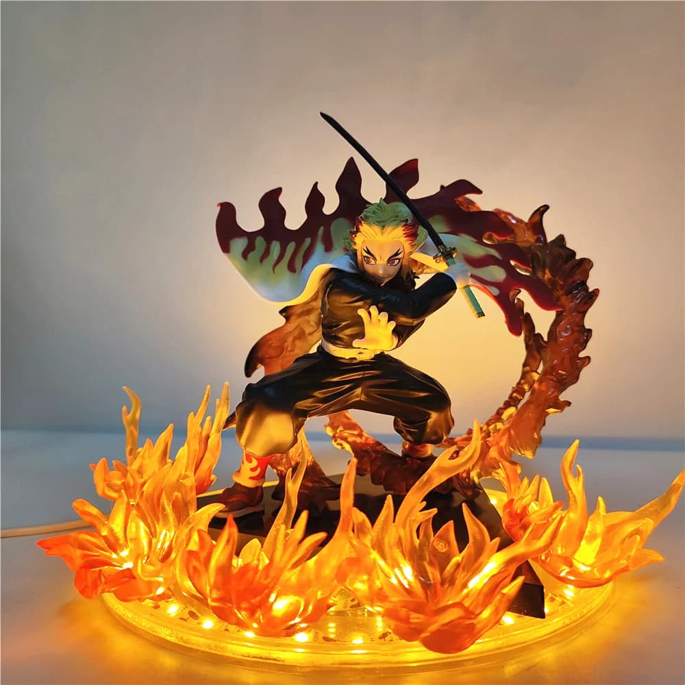 Démon Slayer Anime Rengoku Kyoujurou lampe à LED ampoule figurines modèle Figurine Figure & Base & l