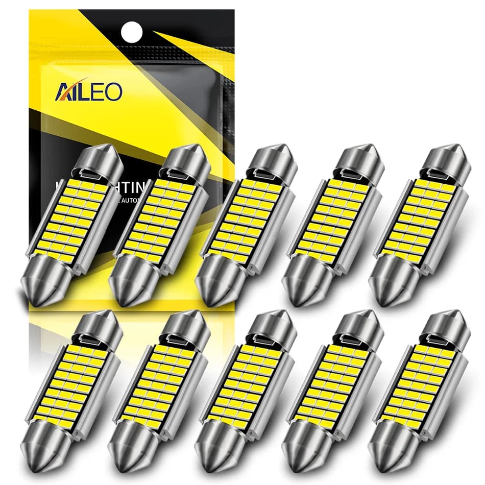 AILEO 10 pièces 31mm 36mm 39mm 42mm LED CANBUS C10W LED ampoule C5W 4014 puce 12V dôme lampe voiture