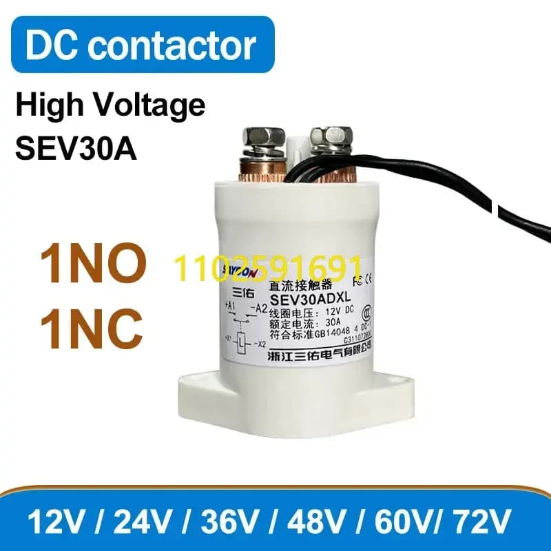 SEV30A 12V 24V 36V 48V 60V 72V 1NO/1NC contacteur cc sous vide haute tension équipement d'alimentati