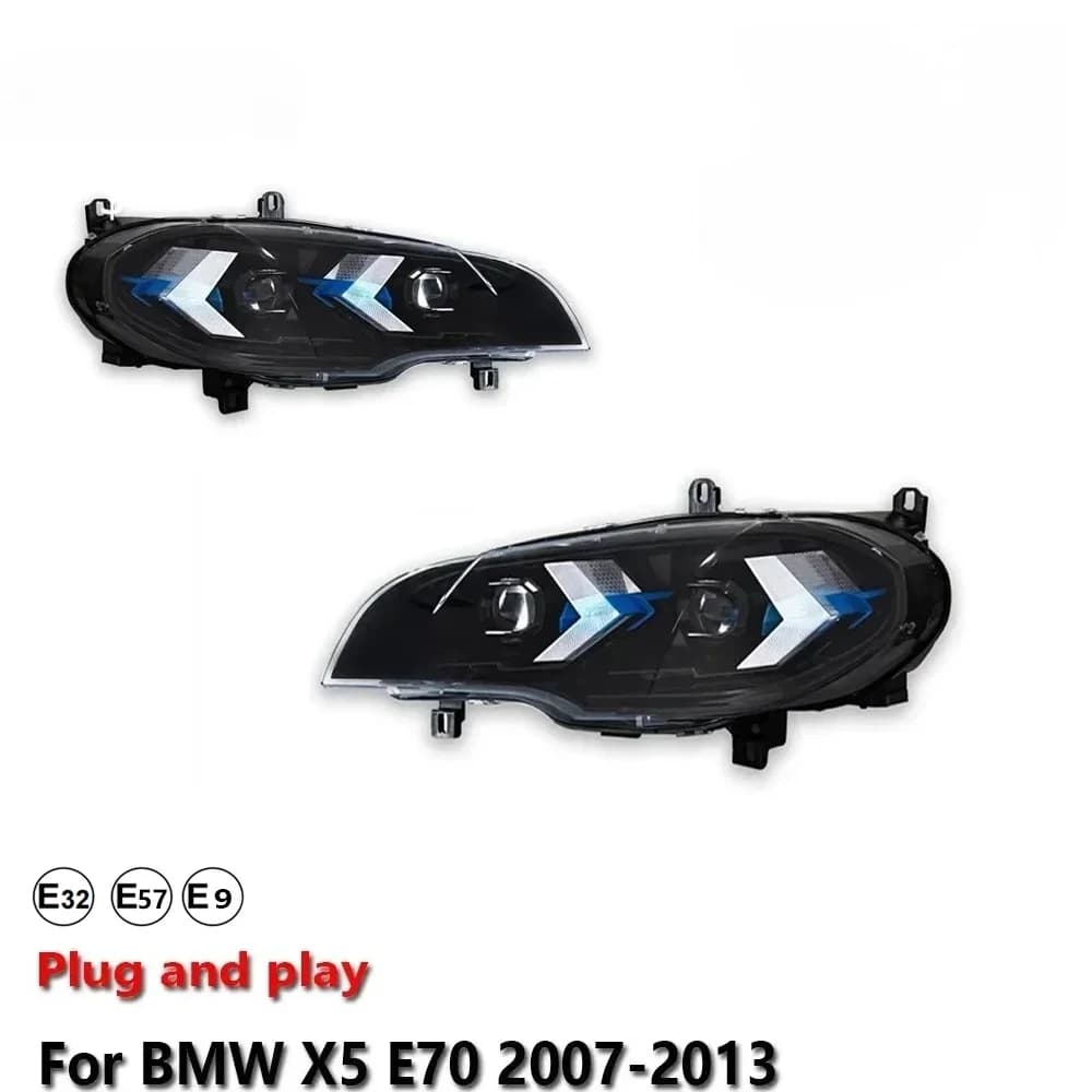 Accessoires de voiture, lampe de phare pour BMW X5 E70 2007-2013, projecteur avant, feux de jour, fe
