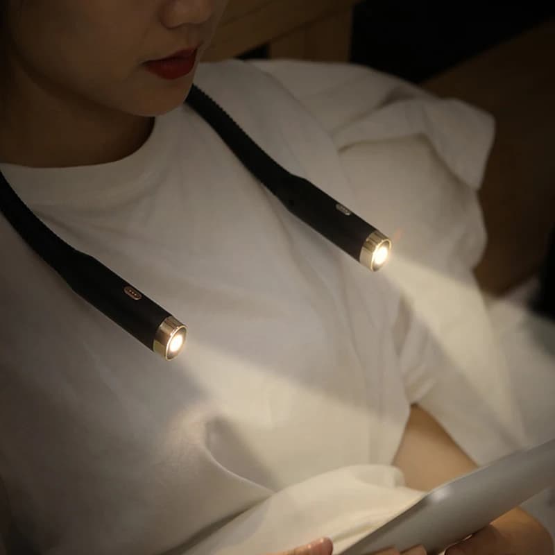 Lampe de lecture au cou, lampe de livre, lampe de cou pliable, rechargeable longue durée pour la lec