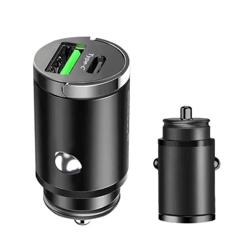 Mini chargeur de voiture à charge rapide 100W PD QC avec anneau de traction, adaptateur de chargeur 