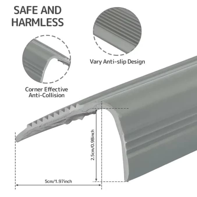 1 rouleau de protection de bord d'escalier en PVC souple, antidérapant, bordure de nez d'escalier, b