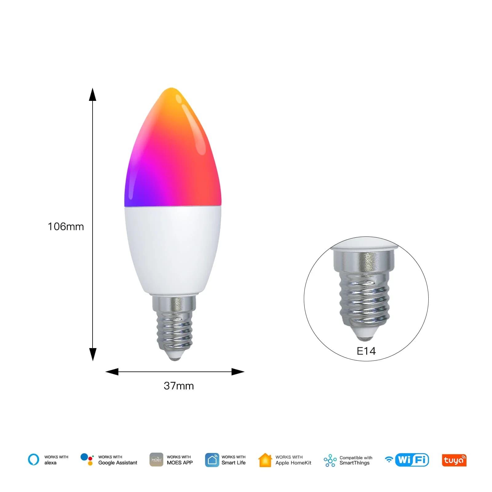 MOES Tuya Matter WiFi ampoule intelligente lumière LED à intensité variable 16 millions de couleurs 