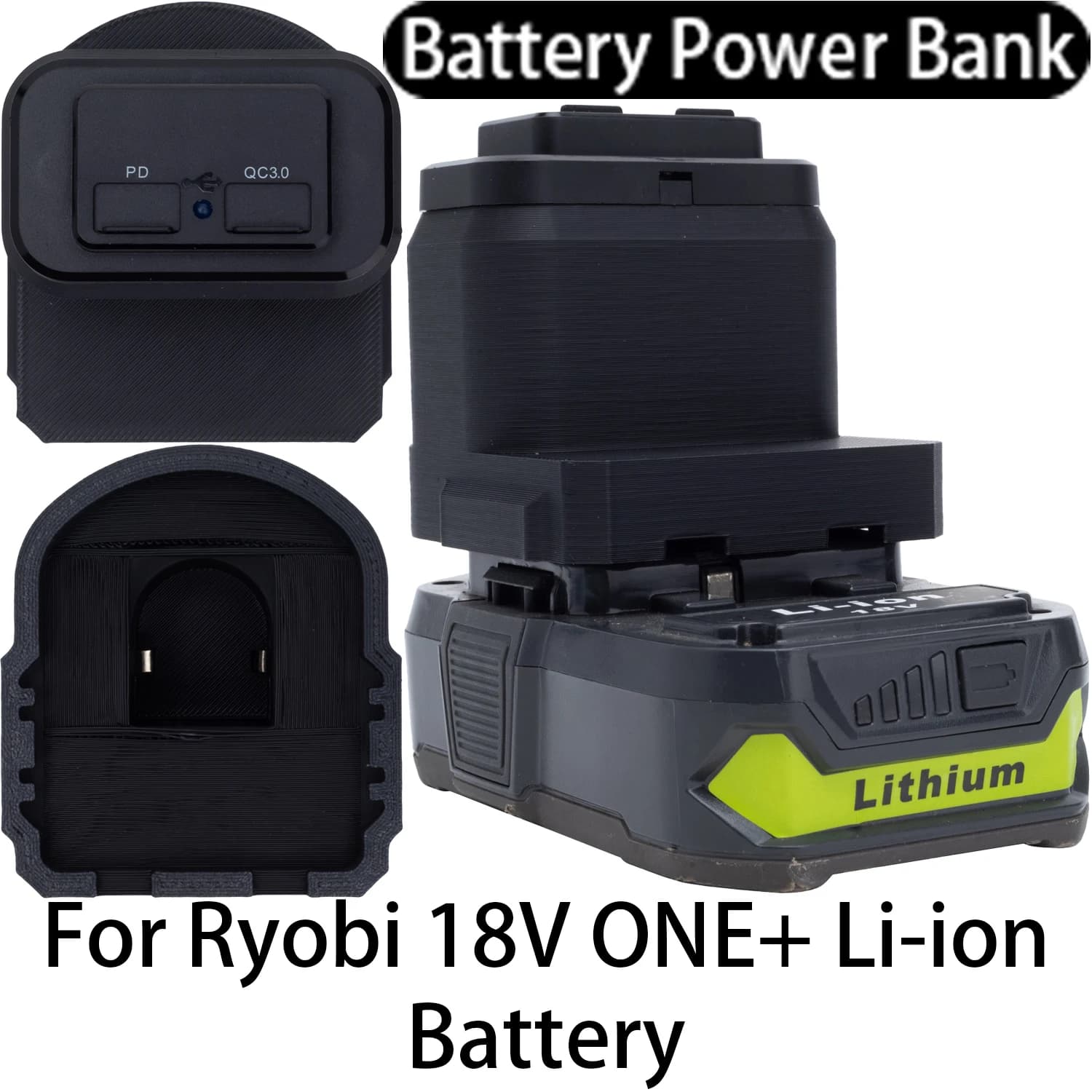 Batterie externe pour batterie Ryobi 18V ONE+ Li-ion avec port de charge USB/Type-C - Accessoire pou