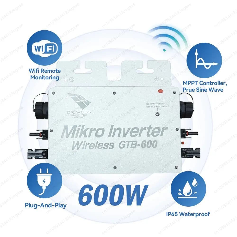 Micro-onduleur solaire Graffiti WIFI 600W raccordé au réseau, connecte deux panneaux de 300W, avec s