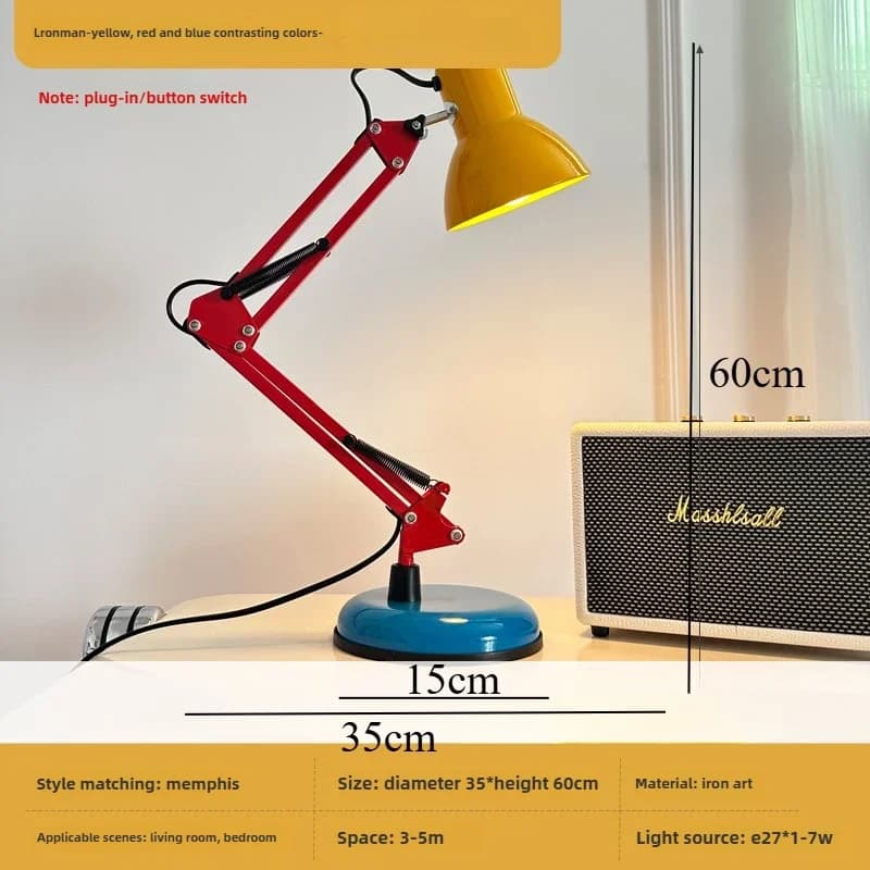 Lampadaire LED sur pied de style médiéval, design artistique et créatif, avec bras articulé, pour ch