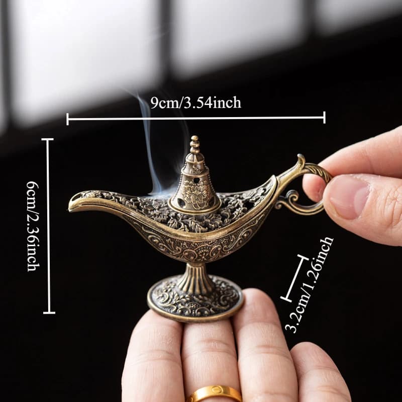Brûleur d'encens Aladdin Genie Lamp en alliage, idéal pour la décoration de la cérémonie du thé et l