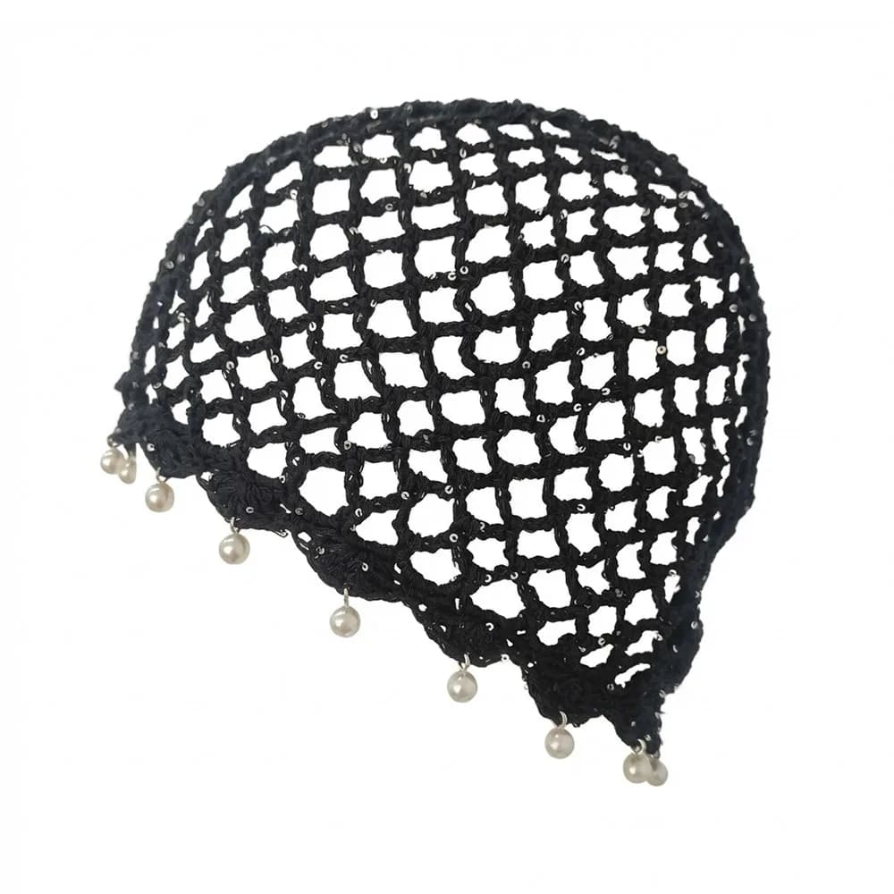 Chapeau bohème ajouré tissé, bonnet en crochet à franges de perles, béret respirant pour le voyage