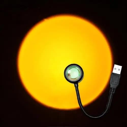 Lampe de projection coucher de soleil alimentée par USB, lumière d'ambiance rotative multi-angles, v