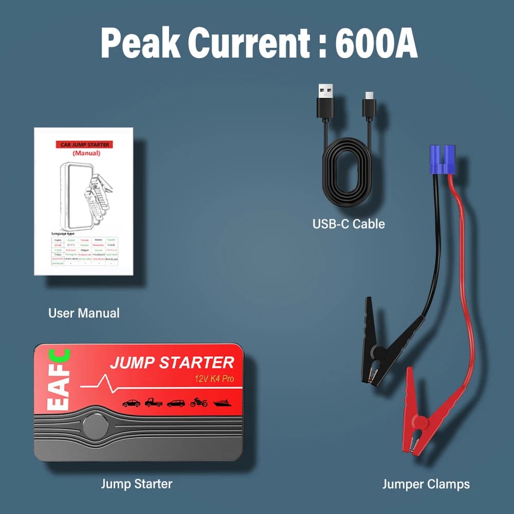 Batterie externe 2000A/600A 12V, démarreur de saut de batterie de voiture, chargeur Portable, essenc