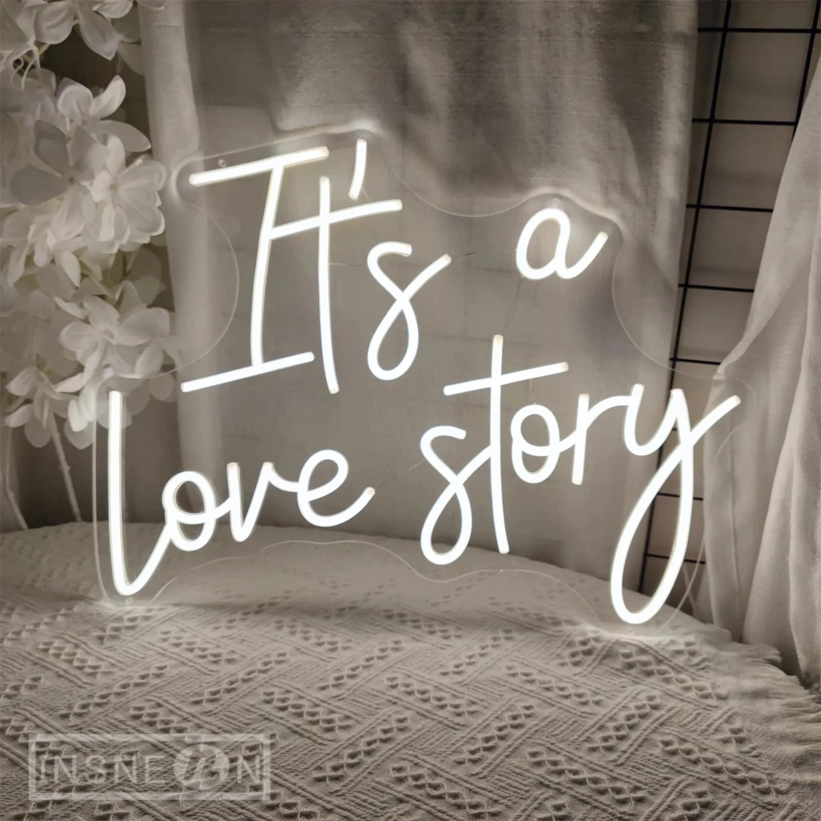 Enseigne au néon It's a Love Story, décoration murale LED, chambre à coucher, lampe au néon, aliment