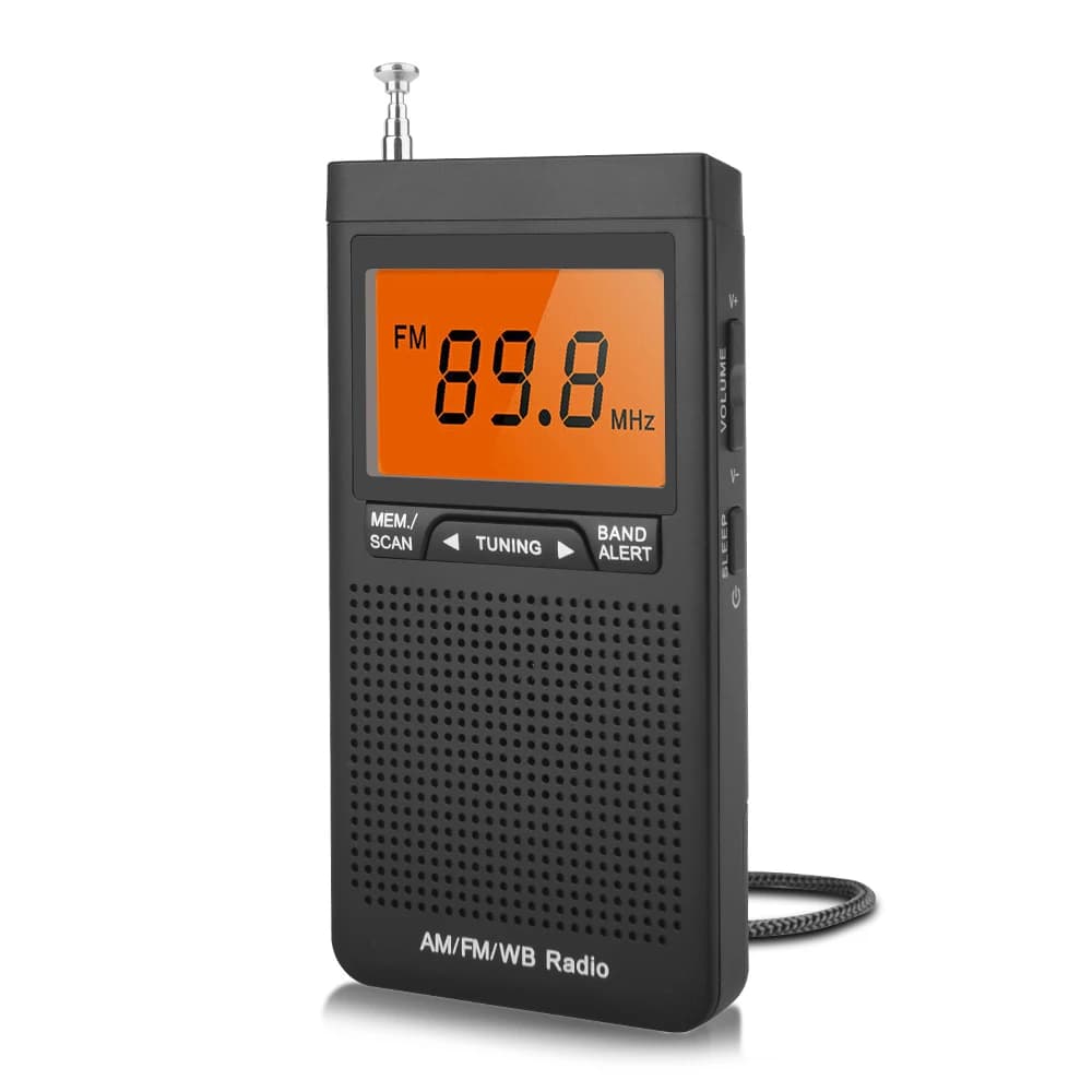 NOAA Radio météo AM FM WB Radio de poche stéréo Mini lecteur Portable récepteur portatif d'urgence v