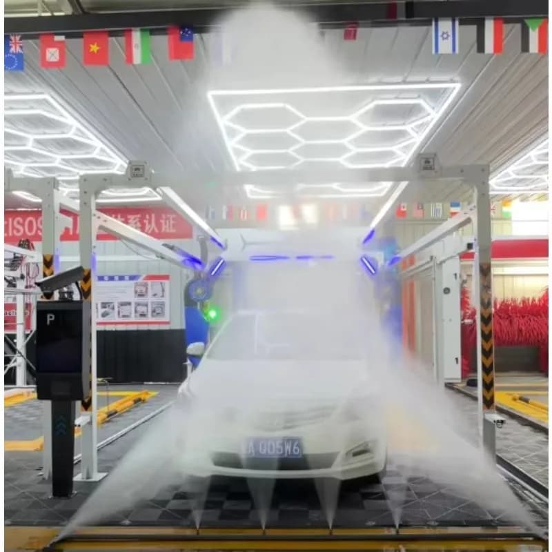 Système de lavage de voitures entièrement automatique sans contact avec 6 puissants ventilateurs de 