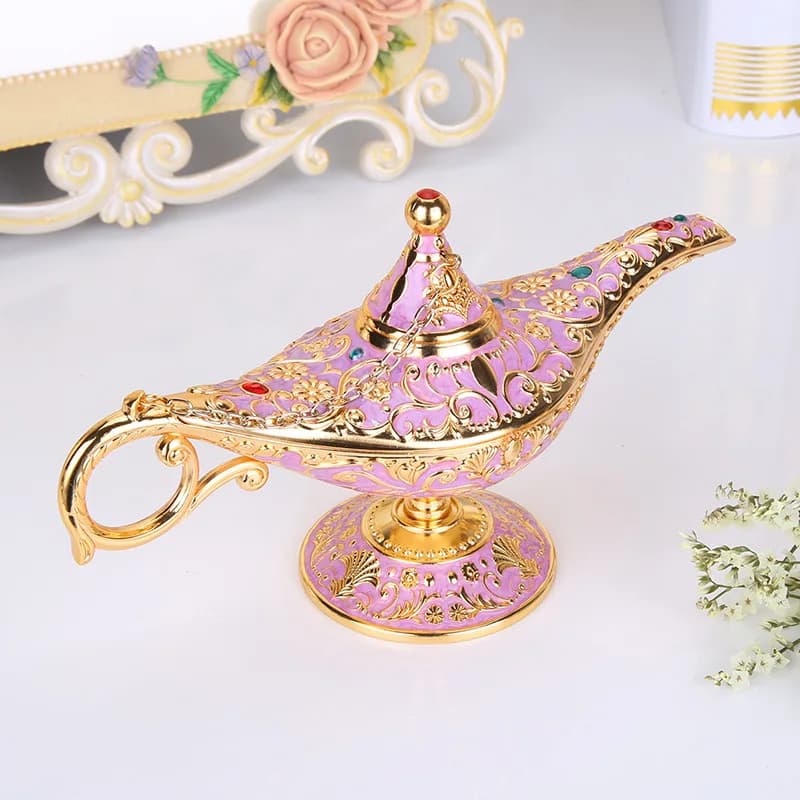 Lampe magique d'Aladdin en étain, artisanat rétro européen, alliage, un objet d'artisanat créatif, l