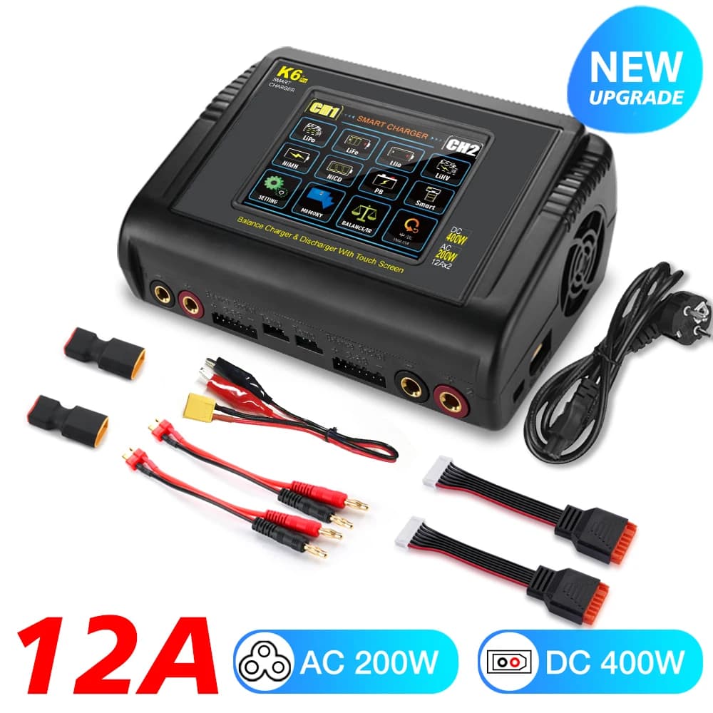 Chargeur Lipo HTRC haute précision AC 200W DC 400W 12A pour batteries LiHV, LiFe, Lipo, Lilon, NiCd,