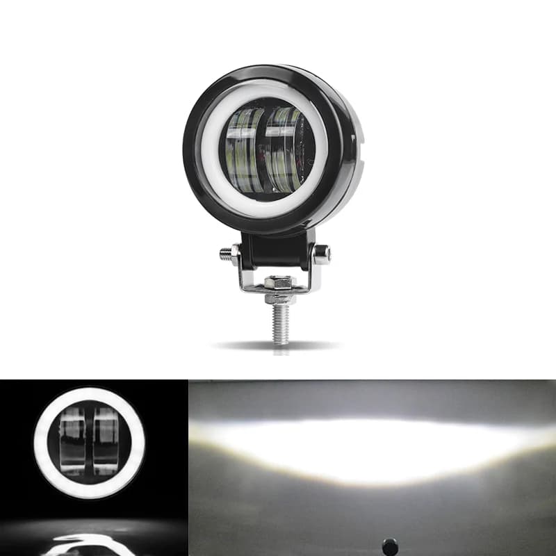 Spot lumineux Led rond Halo pour moto, 3 pouces, 12V/24V, pour Scooter Bobber Chopper ATV, lampe aux