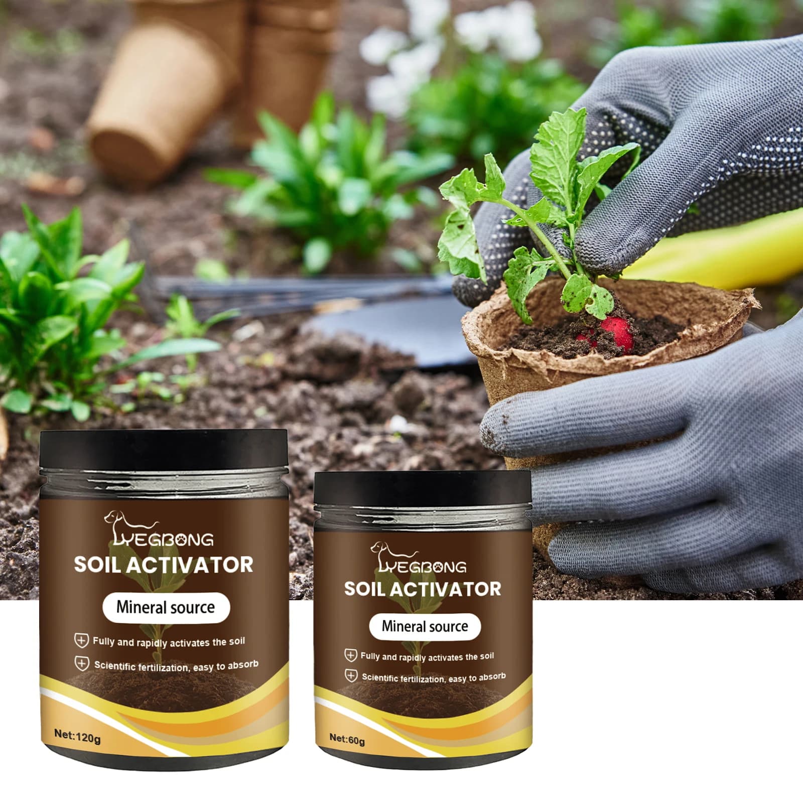 Activateur de sol, source minérale, nutritif pour le jardin, améliore la structure du sol, prévient 