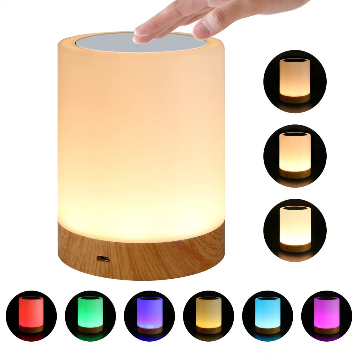 Lampe de chevet tactile RGB rechargeable par USB, veilleuse, lampe de bureau, décoration de chambre 