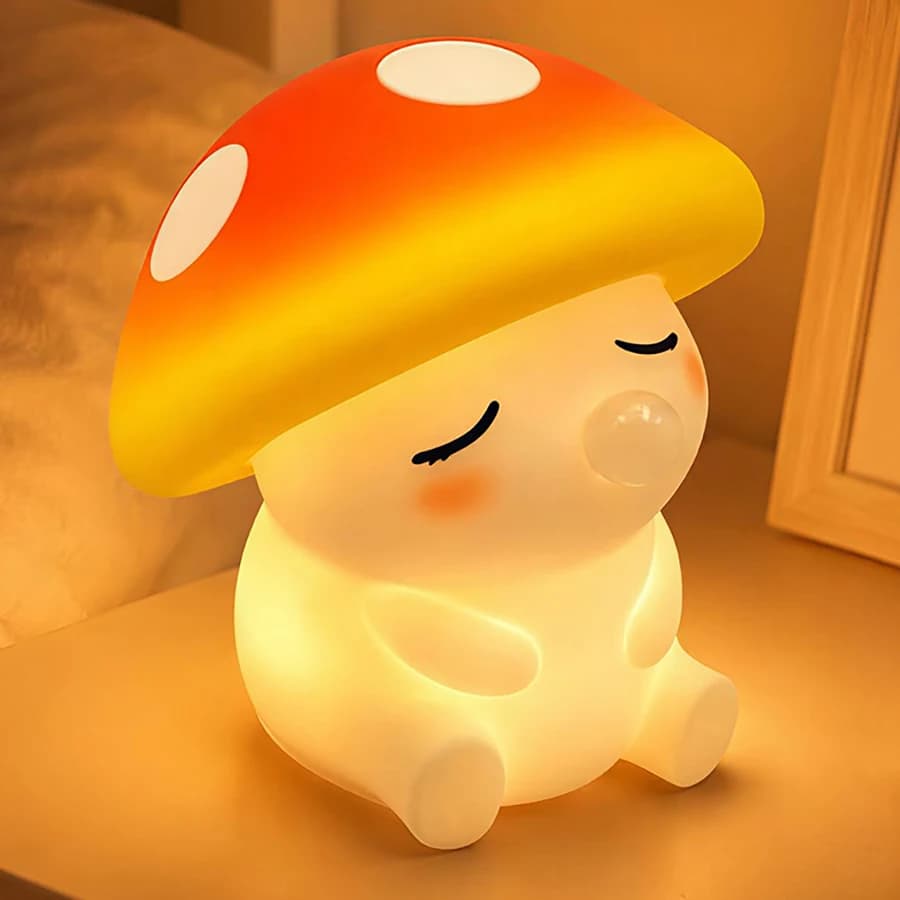 Lampe de nuit en silicone souple en forme de champignon pour enfants, contrôle tactile RGB, lampe de