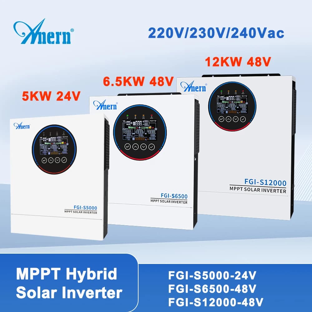 Onduleur solaire hybride 5kw 6,5 kw 12kw, 5000W 24V 12000W 48V 220V 160A, contrôleur solaire MPPT 90