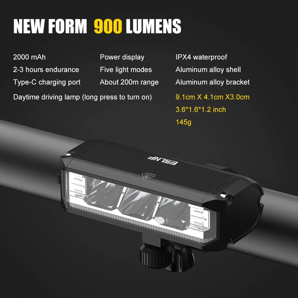 Lampe de vélo PCycling, éclairage avant 2600 lumens, lampe de vélo 8000 mAh, lampe torche étanche, c