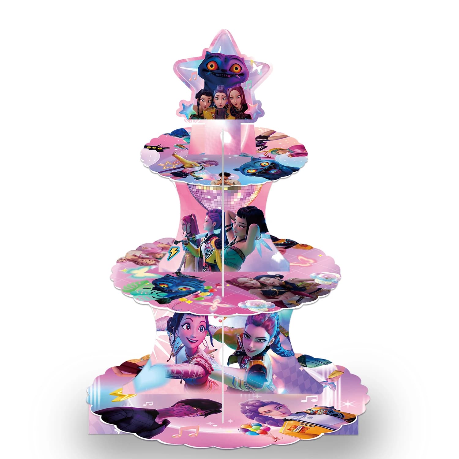 Décoration de fête KPOP Kawaii, support à gâteau Demon Hunters, support à gâteau à trois étages, déc