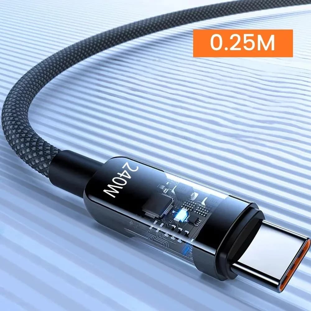 Câble de charge Super rapide USB vers Type C 240W QC 3.0, pour Samsung Xiaomi Huawei OPPO LED, affic