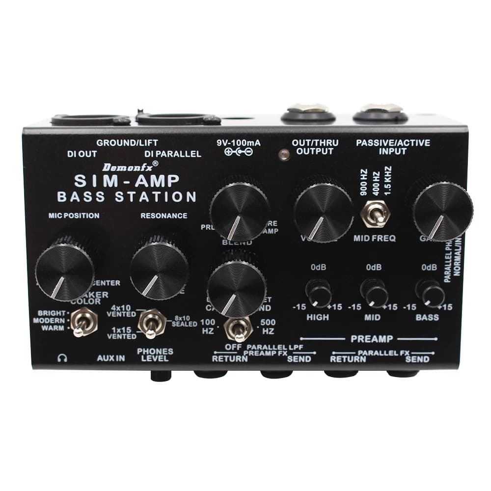 Pédale d'effet de basse de station de préampli de basse Demonfx avec niveau de gain et un égaliseur 