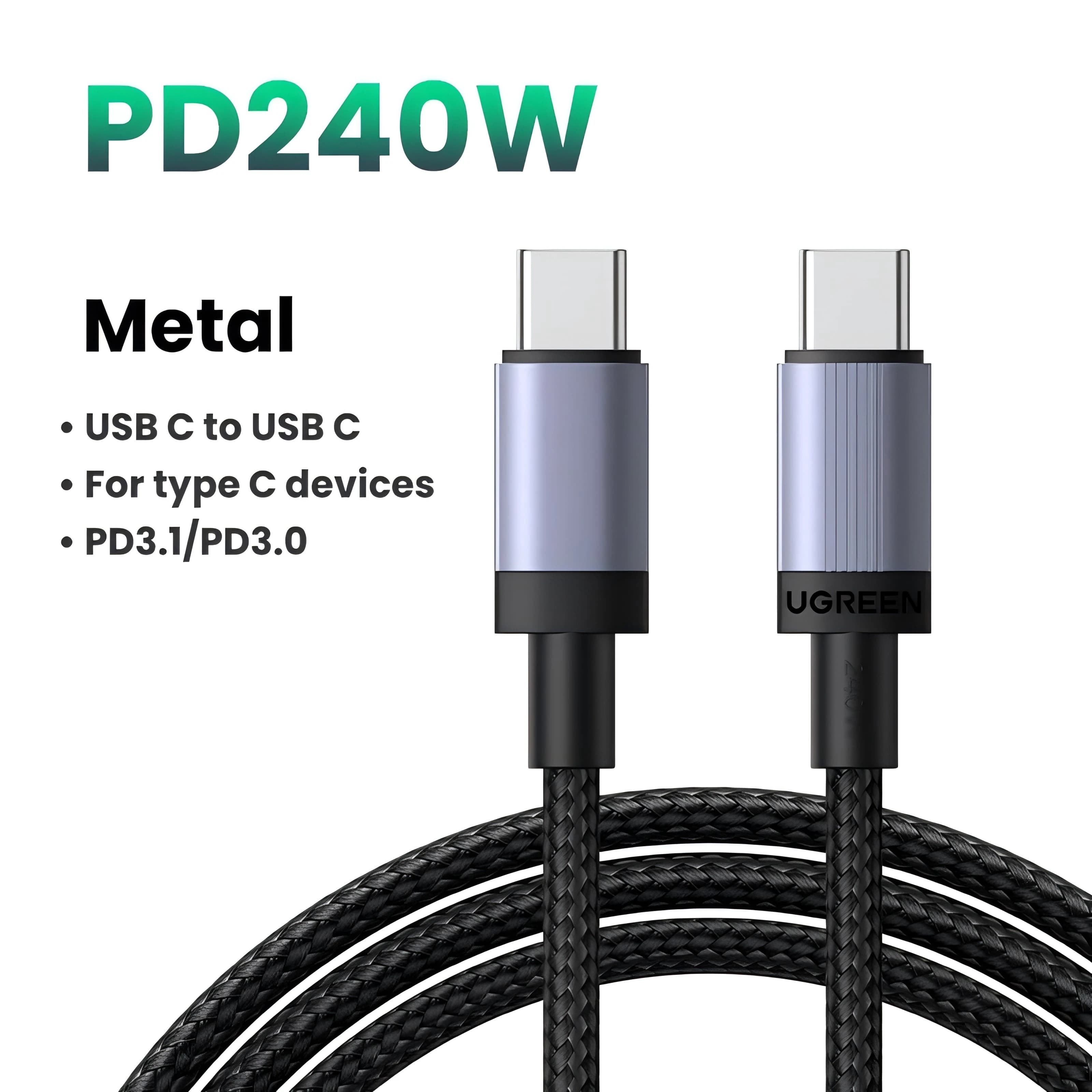 UGREEN – câble USB Type C vers Type C 240W, charge rapide PD 3.1 100W, chargeur pour APPLE Macbook X