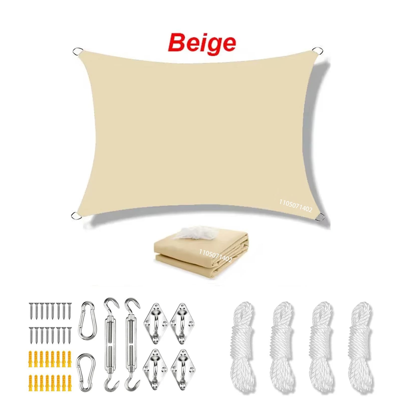 Voile d'ombrage avec kit de fixation, auvent imperméable anti-UV avec accessoires d'installation pou