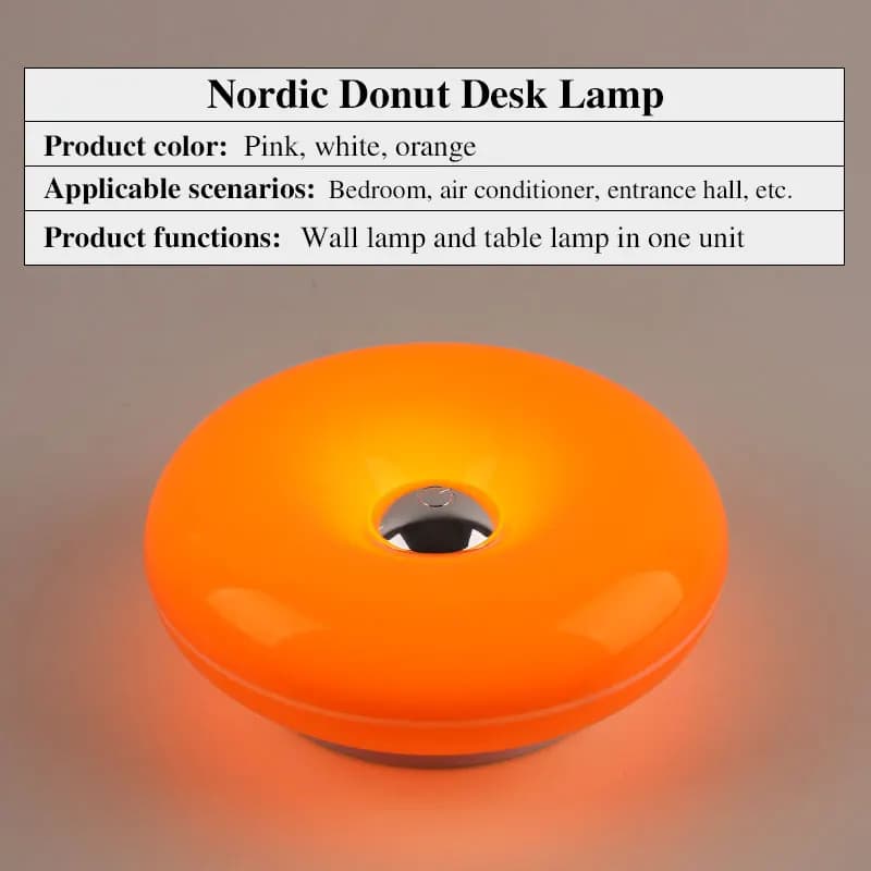 Lampe de table créative en forme de donut, murale, rechargeable, avec trois températures de couleur,