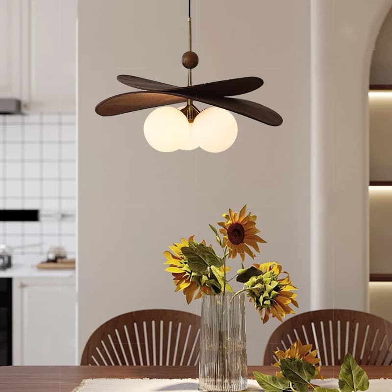 Wabi Sabi – lustre suspendu en osier, luminaire Vintage à bulles de verre, pour salle à manger, cham