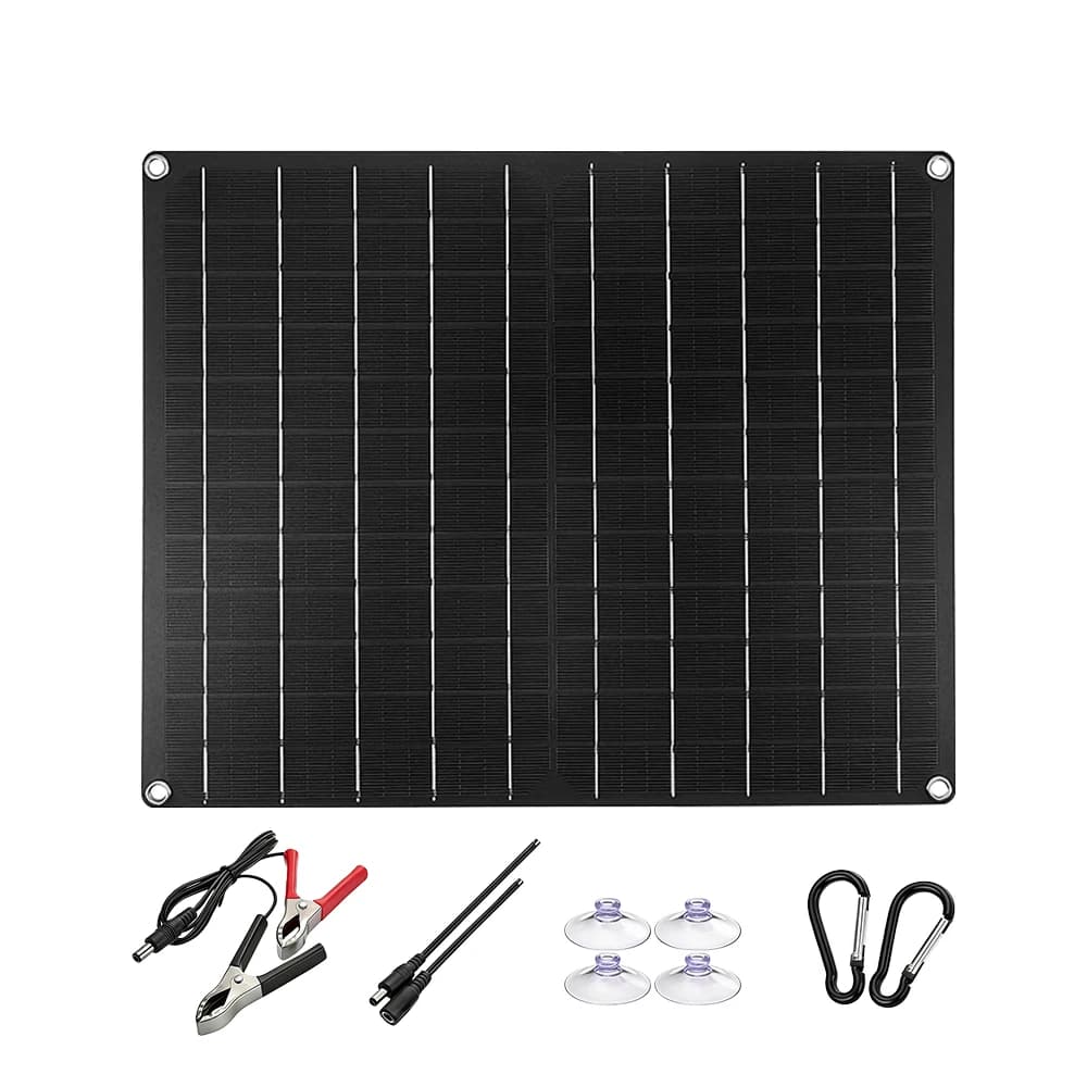 Panneau solaire flexible portable 100W monocristallin, étanche, double sortie USB et DC pour le camp