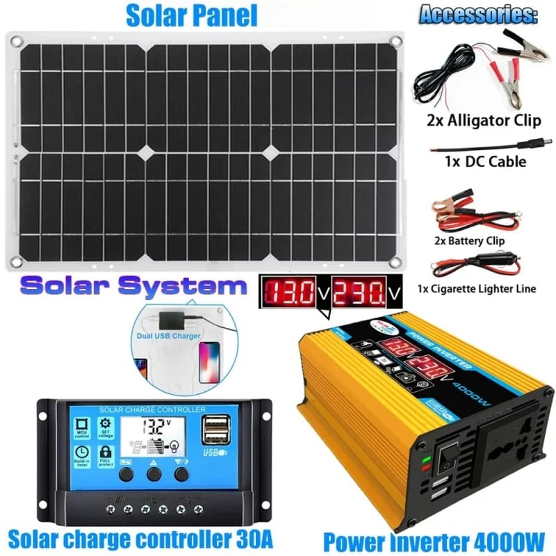 Kit d'onduleur solaire 6000W, production d'énergie complète, panneau solaire 600W, système 110V/220V