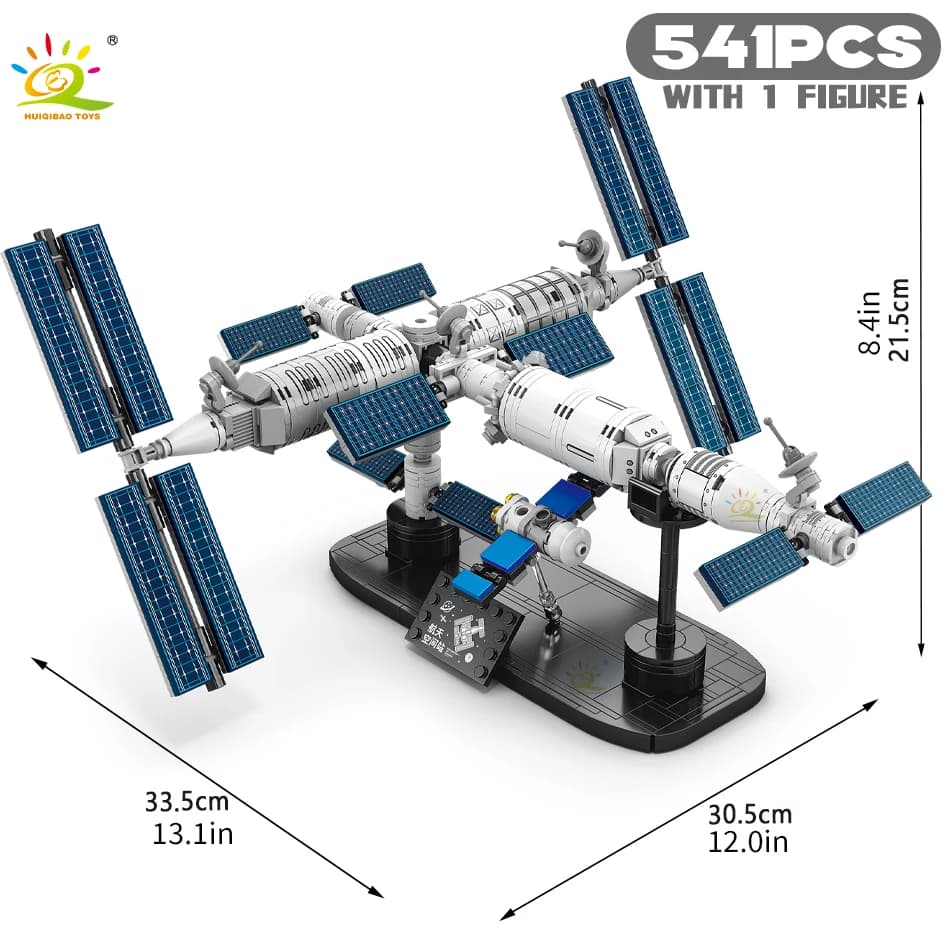 HUIQIBAO – blocs de construction de Station spatiale, avec figurine d'astronaute, modèle aérospatial