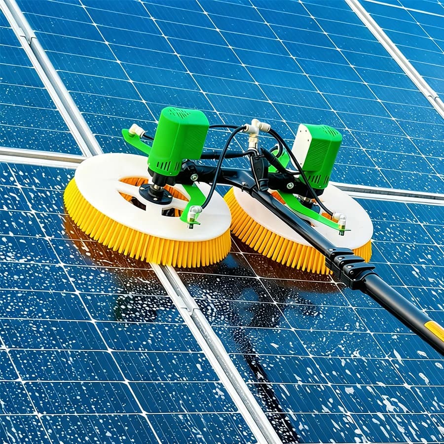 Brosse de nettoyage de panneaux solaires électriques télescopique de 7,5 m à double tête, outil rota
