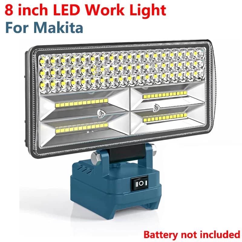 Pour Makita 18V Li-ion batterie 96W 12000LM LED lampe de travail avec 2 ports USB 8 pouces Portable 